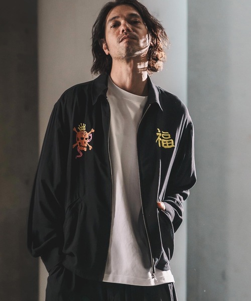 WONDER WALL MOTEL（ワンダーウォールモーテル）の「mj11319-EMBROIDERY SPORTS JACKET スポーツジャケット(26SSJK004)（ブルゾン・メンズ・グリーン/ブラック・S/XL/L/M）」の5枚目の写真