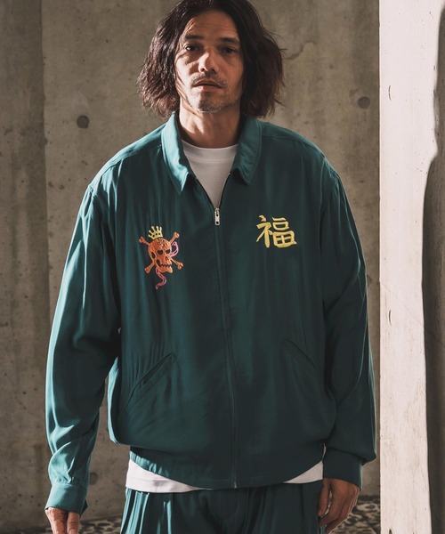 WONDER WALL MOTEL（ワンダーウォールモーテル）の「mj11319-EMBROIDERY SPORTS JACKET スポーツジャケット(26SSJK004)（ブルゾン・メンズ・グリーン/ブラック・S/XL/L/M）」の13枚目の写真