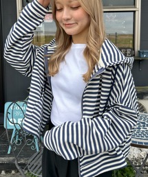 Loco Ocean（ロコオーシャン）の「ゆるボーダーショートZIPパーカー（パーカー）」