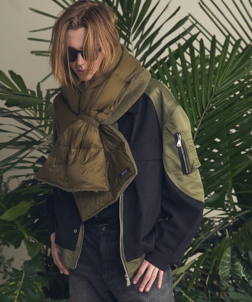 MAISON SPECIAL（メゾンスペシャル）の「《UNISEX》【TAION/タイオン】リバーシブルダウンマフラー【MAISON SPECIAL/メゾンスペシャル】（マフラー・メンズ・ダークネイビー/ブラック/カーキ・FREE）」の6枚目の写真