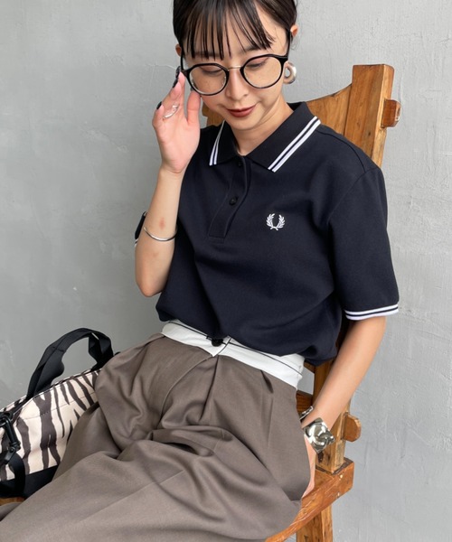 FRED PERRY/フレッドペリー] ツインティップライン ワンポイントロゴ