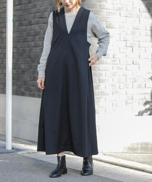 FORK&SPOON（フォークアンドスプーン）の「FORK&SPOON　キャリーマンジャンパースカート（ワンピース・レディース・ネイビー/チャコールグレー・1/2）」の3枚目の写真