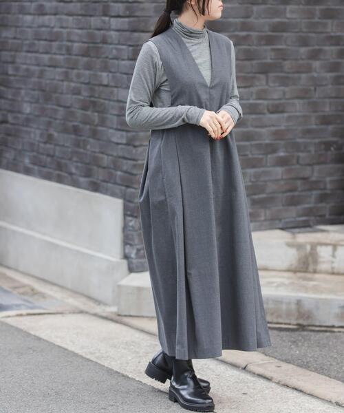 FORK&SPOON（フォークアンドスプーン）の「FORK&SPOON　キャリーマンジャンパースカート（ワンピース・レディース・ネイビー/チャコールグレー・1/2）」の17枚目の写真