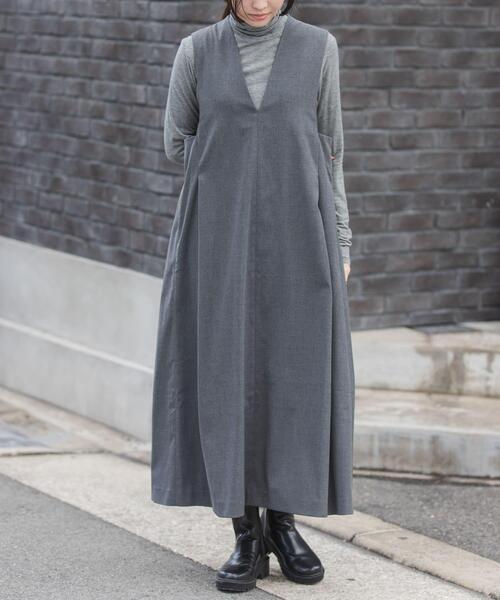 FORK&SPOON（フォークアンドスプーン）の「FORK&SPOON　キャリーマンジャンパースカート（ワンピース・レディース・ネイビー/チャコールグレー・1/2）」の18枚目の写真