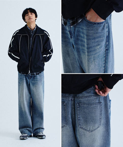 KIIMUIR(キミュア)の「オールデイワイドデニムパンツ_ヴィンテージブルー(デニムパンツ・メンズ・ブルー・SMALL/LARGE/X-LARGE/MEDIUM)」の15枚目の写真