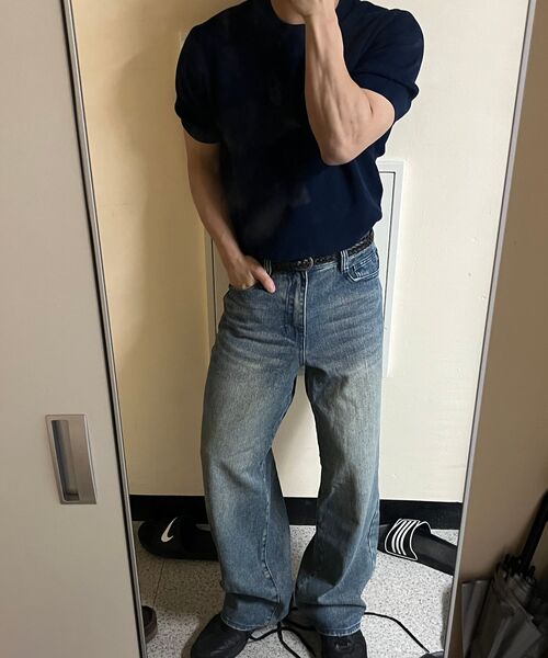 KIIMUIR(キミュア)の「オールデイワイドデニムパンツ_ヴィンテージブルー(デニムパンツ・メンズ・ブルー・SMALL/LARGE/X-LARGE/MEDIUM)」の7枚目の写真