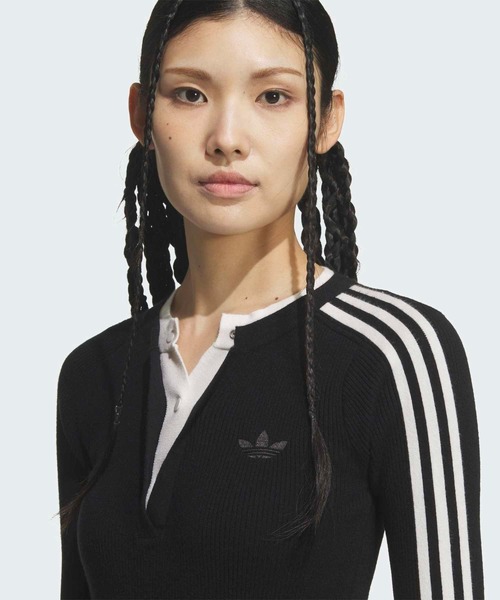 adidas（アディダス）の「プレミアム 3S ボタン クルー スウェット / トレーナー / アディダスオリジナルス adidas Originals（ニット/セーター・レディース・レッド/ブラック・X-LARGE/SMALL/MEDIUM/LARGE/XX-LARGE/X-SMALL）」の4枚目の写真