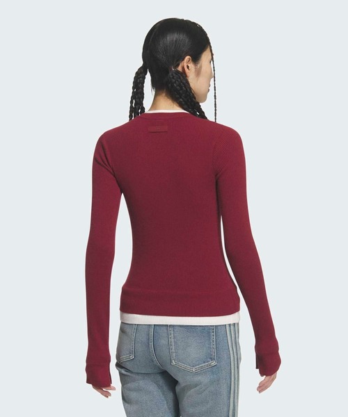 adidas（アディダス）の「プレミアム 3S ボタン クルー スウェット / トレーナー / アディダスオリジナルス adidas Originals（ニット/セーター・レディース・レッド/ブラック・X-LARGE/SMALL/MEDIUM/LARGE/XX-LARGE/X-SMALL）」の7枚目の写真