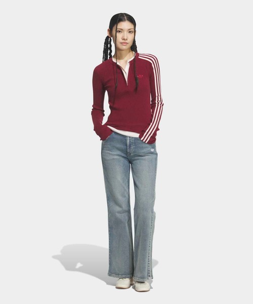 adidas（アディダス）の「プレミアム 3S ボタン クルー スウェット / トレーナー / アディダスオリジナルス adidas Originals（ニット/セーター・レディース・レッド/ブラック・X-LARGE/SMALL/MEDIUM/LARGE/XX-LARGE/X-SMALL）」の10枚目の写真