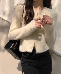 【CANVAS+】シャギーダブルジップニットカーディガン