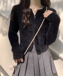 CANVAS+（キャンバスプラス）の「【CANVAS+】シャギーダブルジップニットカーディガン（カーディガン/ボレロ）」