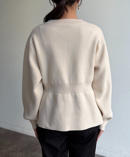 Chez toi（シェトワ）の「ペプラムジップジャケット（ブルゾン・レディース・アイボリー/ブラック/ライム・FREE）」の6枚目の写真