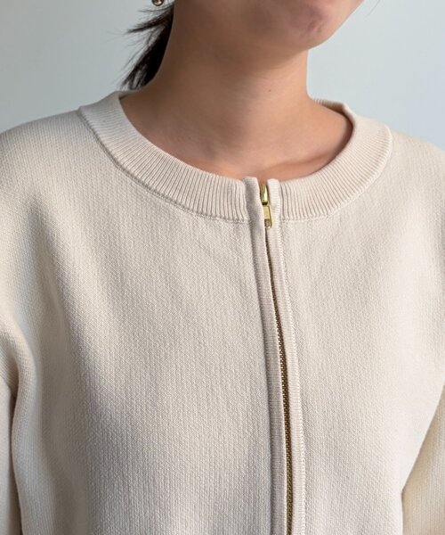 Chez toi（シェトワ）の「ペプラムジップジャケット（ブルゾン・レディース・アイボリー/ブラック/ライム・FREE）」の7枚目の写真