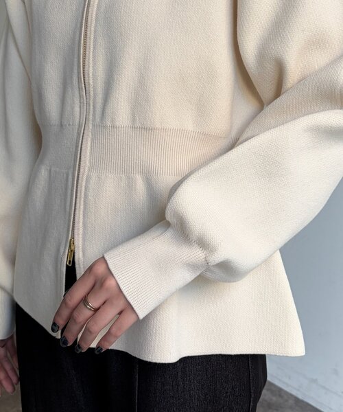 Chez toi（シェトワ）の「ペプラムジップジャケット（ブルゾン・レディース・アイボリー/ブラック/ライム・FREE）」の9枚目の写真