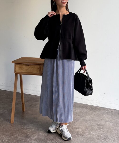 Chez toi（シェトワ）の「ペプラムジップジャケット（ブルゾン・レディース・アイボリー/ブラック/ライム・FREE）」の15枚目の写真