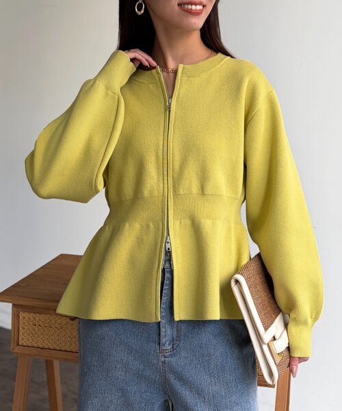 Chez toi（シェトワ）の「ペプラムジップジャケット（ブルゾン・レディース・アイボリー/ブラック/ライム・FREE）」の20枚目の写真