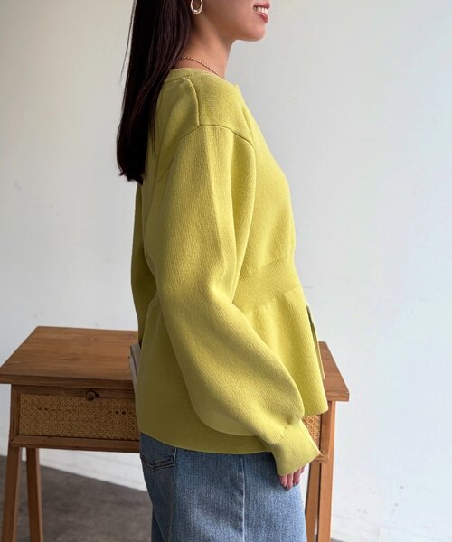 Chez toi（シェトワ）の「ペプラムジップジャケット（ブルゾン・レディース・アイボリー/ブラック/ライム・FREE）」の21枚目の写真