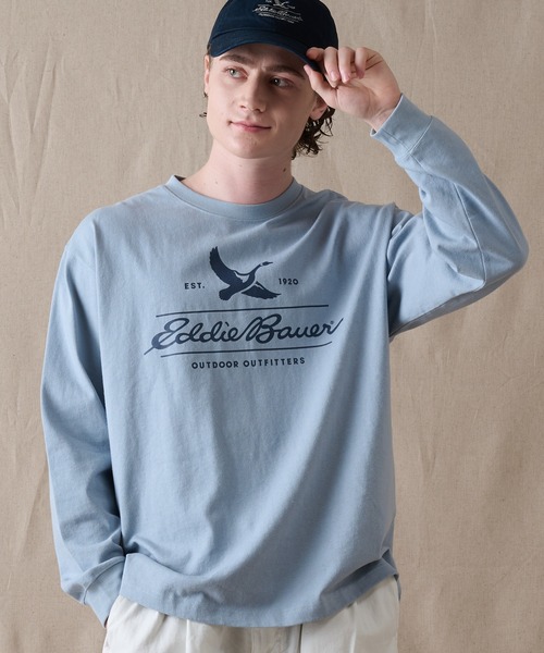 Eddie Bauer（エディーバウアー）の「クラシックロゴプリント 長袖Tシャツ（Tシャツ/カットソー・メンズ・ホワイト/オレンジ/グレイッシュブルー/ブラック・L/XL/M/XXL）」の3枚目の写真