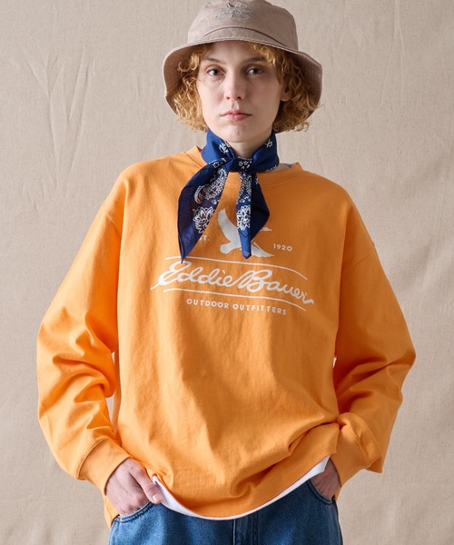 Eddie Bauer（エディーバウアー）の「クラシックロゴプリント 長袖Tシャツ（Tシャツ/カットソー・メンズ・ホワイト/オレンジ/グレイッシュブルー/ブラック・L/XL/M/XXL）」の4枚目の写真