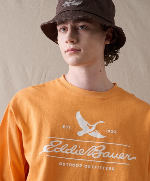 Eddie Bauer（エディーバウアー）の「クラシックロゴプリント 長袖Tシャツ（Tシャツ/カットソー・メンズ・ホワイト/オレンジ/グレイッシュブルー/ブラック・L/XL/M/XXL）」の5枚目の写真
