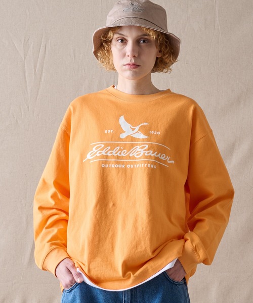 Eddie Bauer（エディーバウアー）の「クラシックロゴプリント 長袖Tシャツ（Tシャツ/カットソー・メンズ・ホワイト/オレンジ/グレイッシュブルー/ブラック・L/XL/M/XXL）」の7枚目の写真