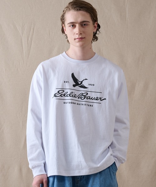 Eddie Bauer（エディーバウアー）の「クラシックロゴプリント 長袖Tシャツ（Tシャツ/カットソー・メンズ・ホワイト/オレンジ/グレイッシュブルー/ブラック・L/XL/M/XXL）」の22枚目の写真