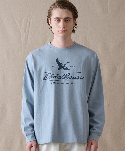 Eddie Bauer（エディーバウアー）の「クラシックロゴプリント 長袖Tシャツ（Tシャツ/カットソー・メンズ・ホワイト/オレンジ/グレイッシュブルー/ブラック・L/XL/M/XXL）」の9枚目の写真