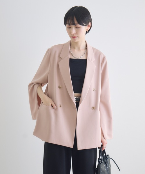 Paradise Picnic（パラダイスピクニック）の「ROSIEE 袖スリットダブルジャケット（テーラードジャケット・レディース・ピンク/ブラック/ベージュ・FREE）」の20枚目の写真
