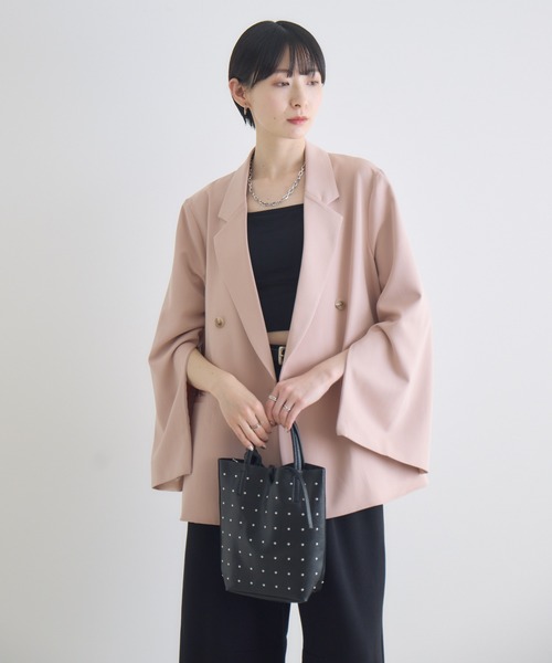 Paradise Picnic（パラダイスピクニック）の「ROSIEE 袖スリットダブルジャケット（テーラードジャケット・レディース・ピンク/ブラック/ベージュ・FREE）」の21枚目の写真