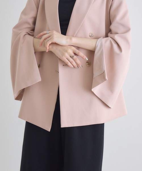 Paradise Picnic（パラダイスピクニック）の「ROSIEE 袖スリットダブルジャケット（テーラードジャケット・レディース・ピンク/ブラック/ベージュ・FREE）」の4枚目の写真