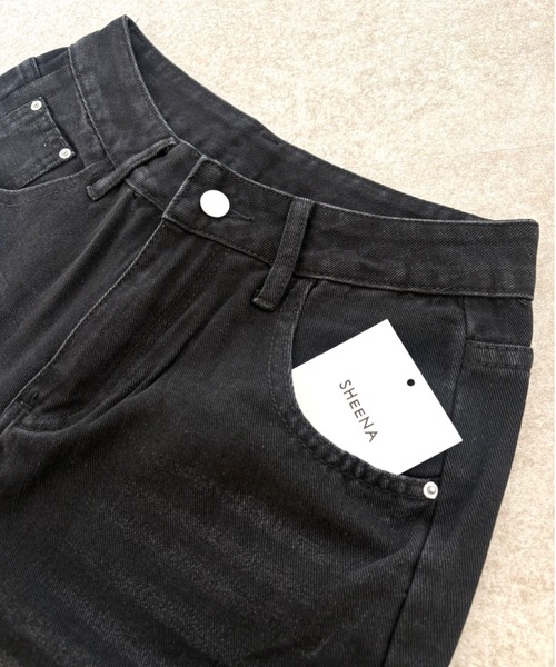 SHEENA（シーナ）の「アイレットデザインワイドカーブデニムパンツ（デニムパンツ・レディース・ブラック・S/M/L）」の17枚目の写真