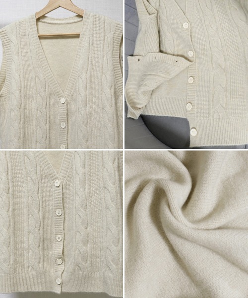 Miniministore(ミニミニストア)の「Vネックニットベストレディースニットジレ(ベスト・レディース・ブラック/ライトベージュ/グリーン/ロイヤルブルー・FREE)」の6枚目の写真