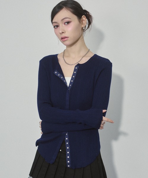 ENVYM（アンビー）の「ランダムリブニットカーディガン（カーディガン/ボレロ・レディース・ブラック/ネイビー/グレー/ベージュ・FREE）」の22枚目の写真