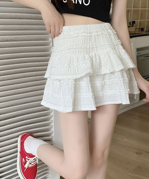 NANEA(ナネア)の「【インパン付き】ティアードフリル フレアミニスカート(スカート・レディース・アイボリー/ブラック/ホワイト・X-SMALL/SMALL/MEDIUM/LARGE)」の15枚目の写真