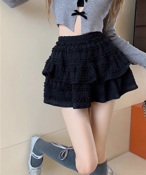 NANEA(ナネア)の「【インパン付き】ティアードフリル フレアミニスカート(スカート・レディース・アイボリー/ブラック/ホワイト・X-SMALL/SMALL/MEDIUM/LARGE)」の18枚目の写真
