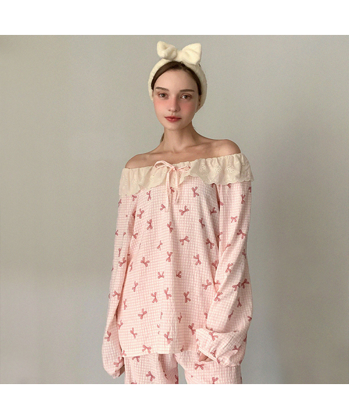 Mignon Check Pajamas Set (2colors)（ルームウェア/パジャマ