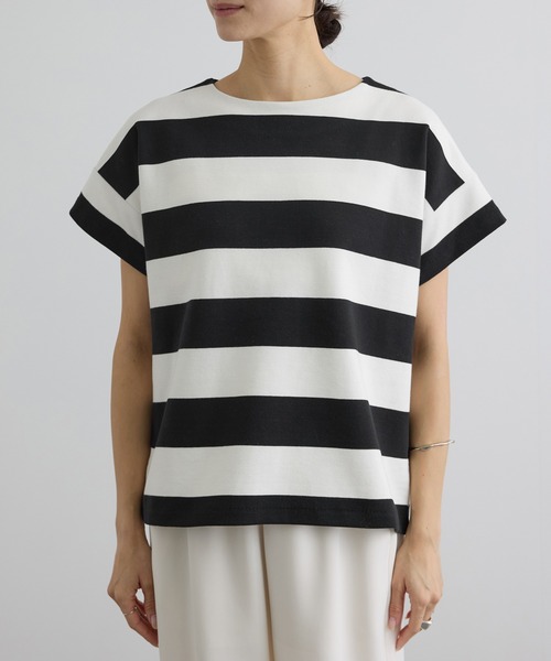 SALON adam et rope'(サロン アダム エ ロペ)の「【WEB限定】ポンチボーダークルーネックTシャツ(Tシャツ/カットソー・レディース・ブラック系その他・FREE)」の7枚目の写真