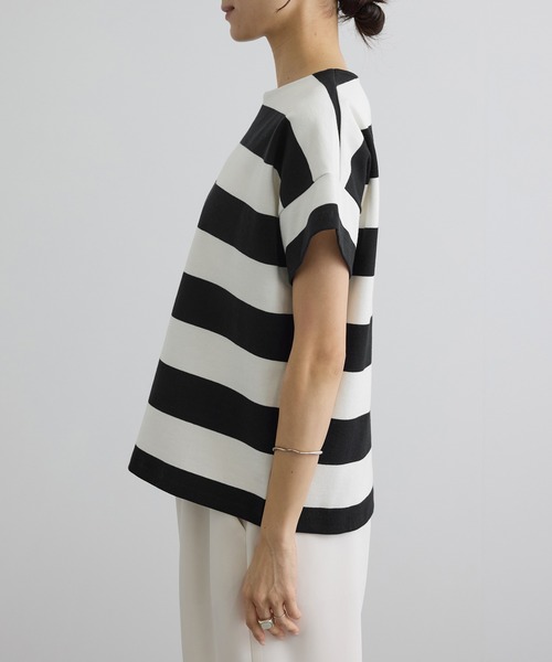 SALON adam et rope'(サロン アダム エ ロペ)の「【WEB限定】ポンチボーダークルーネックTシャツ(Tシャツ/カットソー・レディース・ブラック系その他・FREE)」の8枚目の写真