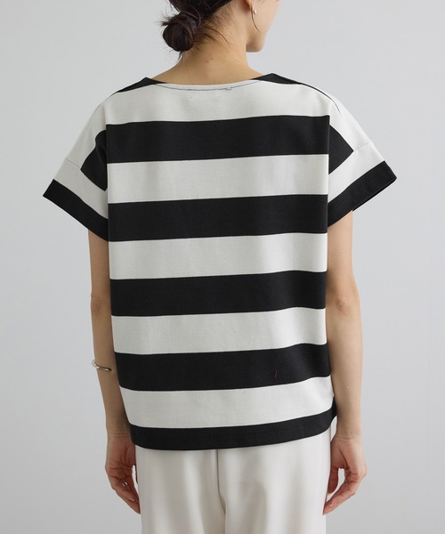 SALON adam et rope'(サロン アダム エ ロペ)の「【WEB限定】ポンチボーダークルーネックTシャツ(Tシャツ/カットソー・レディース・ブラック系その他・FREE)」の9枚目の写真