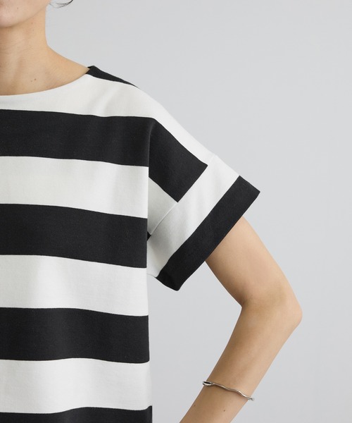 SALON adam et rope'(サロン アダム エ ロペ)の「【WEB限定】ポンチボーダークルーネックTシャツ(Tシャツ/カットソー・レディース・ブラック系その他・FREE)」の11枚目の写真