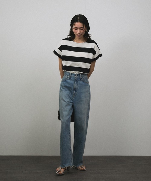 SALON adam et rope'(サロン アダム エ ロペ)の「【WEB限定】ポンチボーダークルーネックTシャツ(Tシャツ/カットソー・レディース・ブラック系その他・FREE)」の16枚目の写真