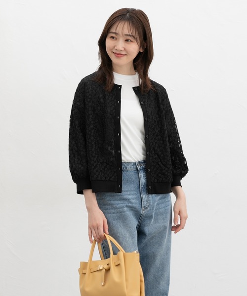 Honeys(ハニーズ)の「8分袖フラワー刺繍カーデ(カーディガン/ボレロ・レディース・ラベンダー/ブラック/アイボリー・LL/L/S/M)」の9枚目の写真