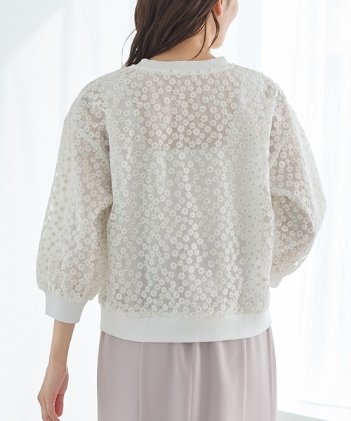 Honeys(ハニーズ)の「8分袖フラワー刺繍カーデ(カーディガン/ボレロ・レディース・ラベンダー/ブラック/アイボリー・LL/L/S/M)」の20枚目の写真
