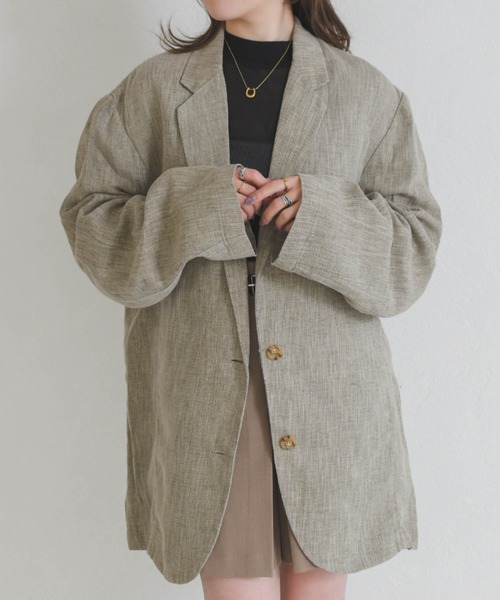 31 Sons de mode（トランテアン　ソン　ドゥ　モード）の「ナチュラルルーズテーラードジャケット（テーラードジャケット・レディース・ベージュ・ﾌﾘ-）」の7枚目の写真