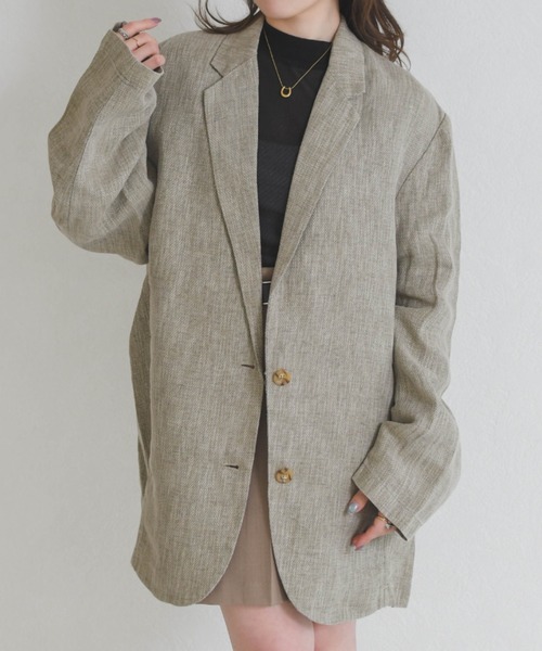 31 Sons de mode（トランテアン　ソン　ドゥ　モード）の「ナチュラルルーズテーラードジャケット（テーラードジャケット・レディース・ベージュ・ﾌﾘ-）」の8枚目の写真