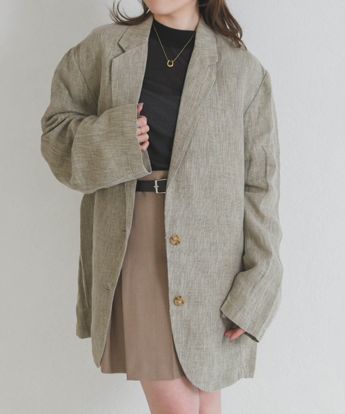 31 Sons de mode（トランテアン　ソン　ドゥ　モード）の「ナチュラルルーズテーラードジャケット（テーラードジャケット・レディース・ベージュ・ﾌﾘ-）」の9枚目の写真