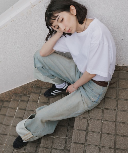 adidas（アディダス）の「adidas/アディダス ビンテージ ワイドレッグ ジーンズ ロールアップデザイン ワイド デニムパンツ 秋 秋服 2026年秋冬（デニムパンツ・レディース・ライトブルー・24inch/25inch/26inch/27inch/28inch/29inch/30inch）」の7枚目の写真