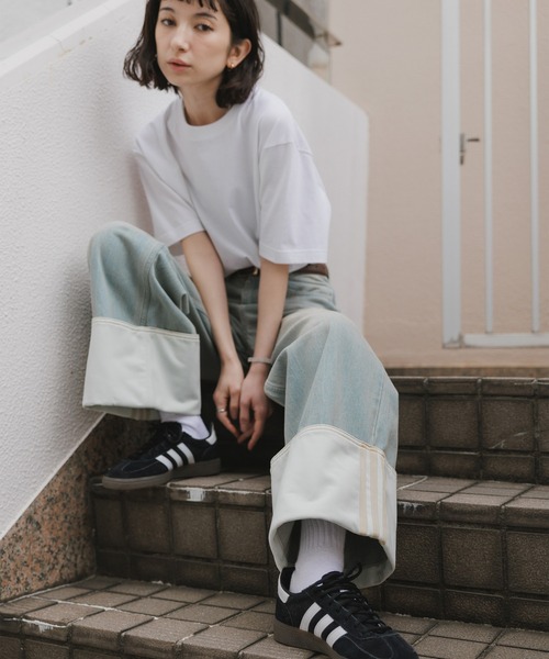 adidas（アディダス）の「adidas/アディダス ビンテージ ワイドレッグ ジーンズ ロールアップデザイン ワイド デニムパンツ 秋 秋服 2026年秋冬（デニムパンツ・レディース・ライトブルー・24inch/25inch/26inch/27inch/28inch/29inch/30inch）」の20枚目の写真