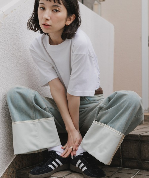 adidas（アディダス）の「adidas/アディダス ビンテージ ワイドレッグ ジーンズ ロールアップデザイン ワイド デニムパンツ 秋 秋服 2026年秋冬（デニムパンツ・レディース・ライトブルー・24inch/25inch/26inch/27inch/28inch/29inch/30inch）」の18枚目の写真