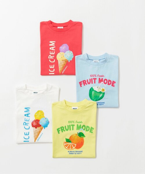 BREEZE(ブリーズ)の「アイス&フルーツジュースTシャツ(Tシャツ/カットソー・キッズ・オフホワイト/ピンク/ライム/サックスブルー・80/90/100/110/120/130/140)」の10枚目の写真